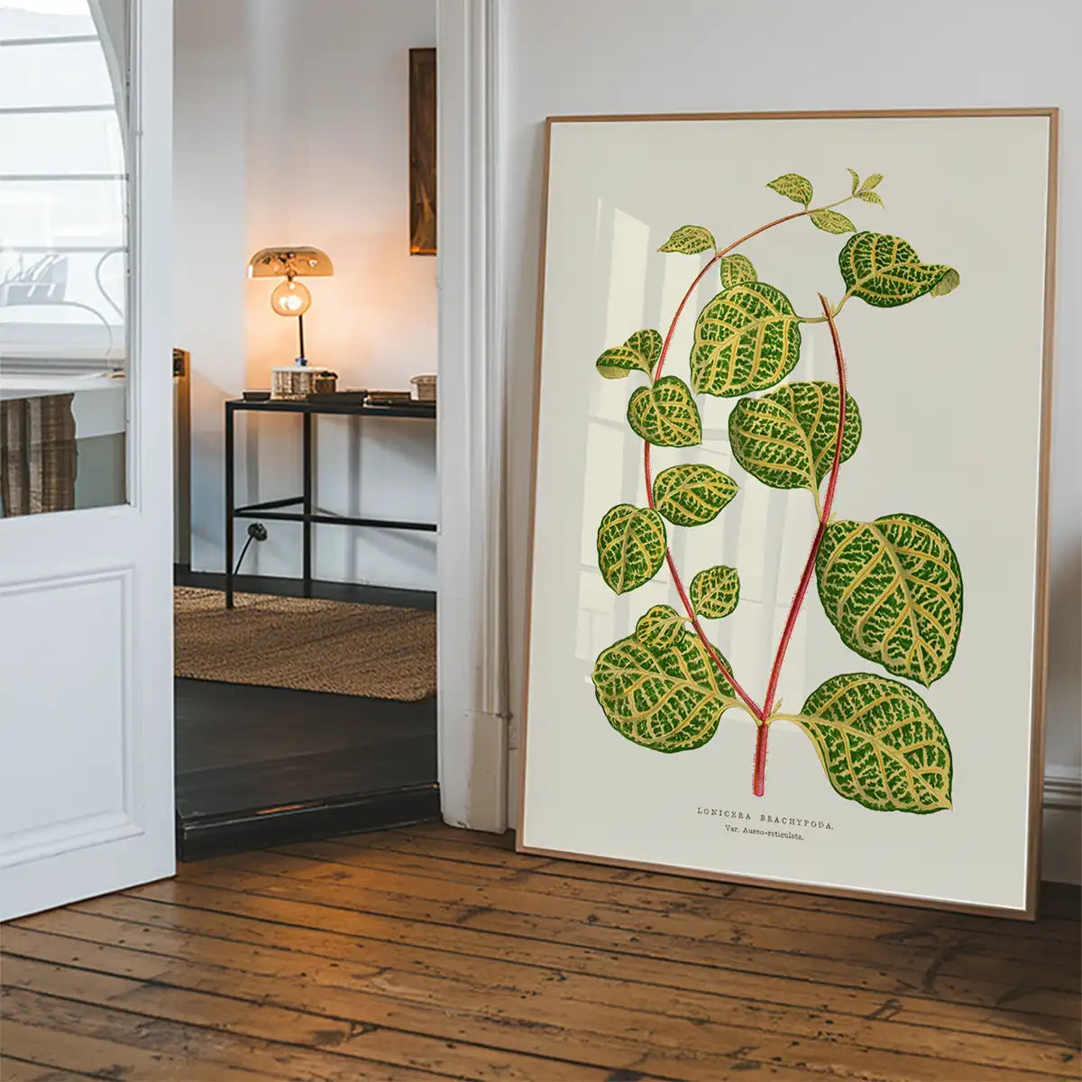 Green Lonicera Brachypoda leaf botanical illustration print