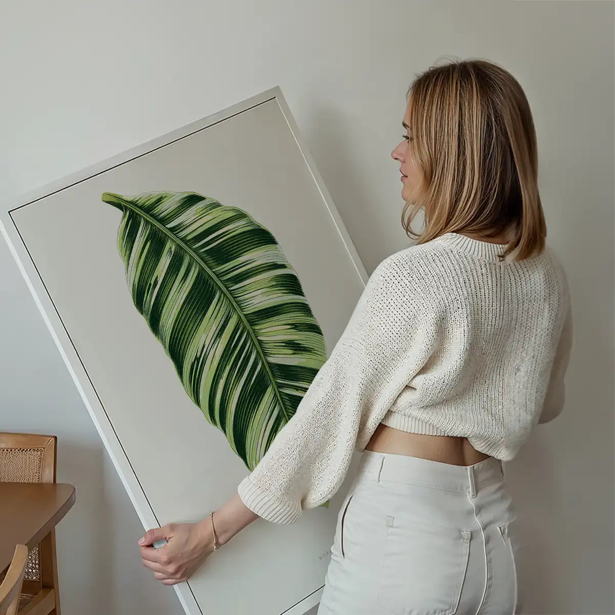 Green Musa Vittata leaf botanical illustration print