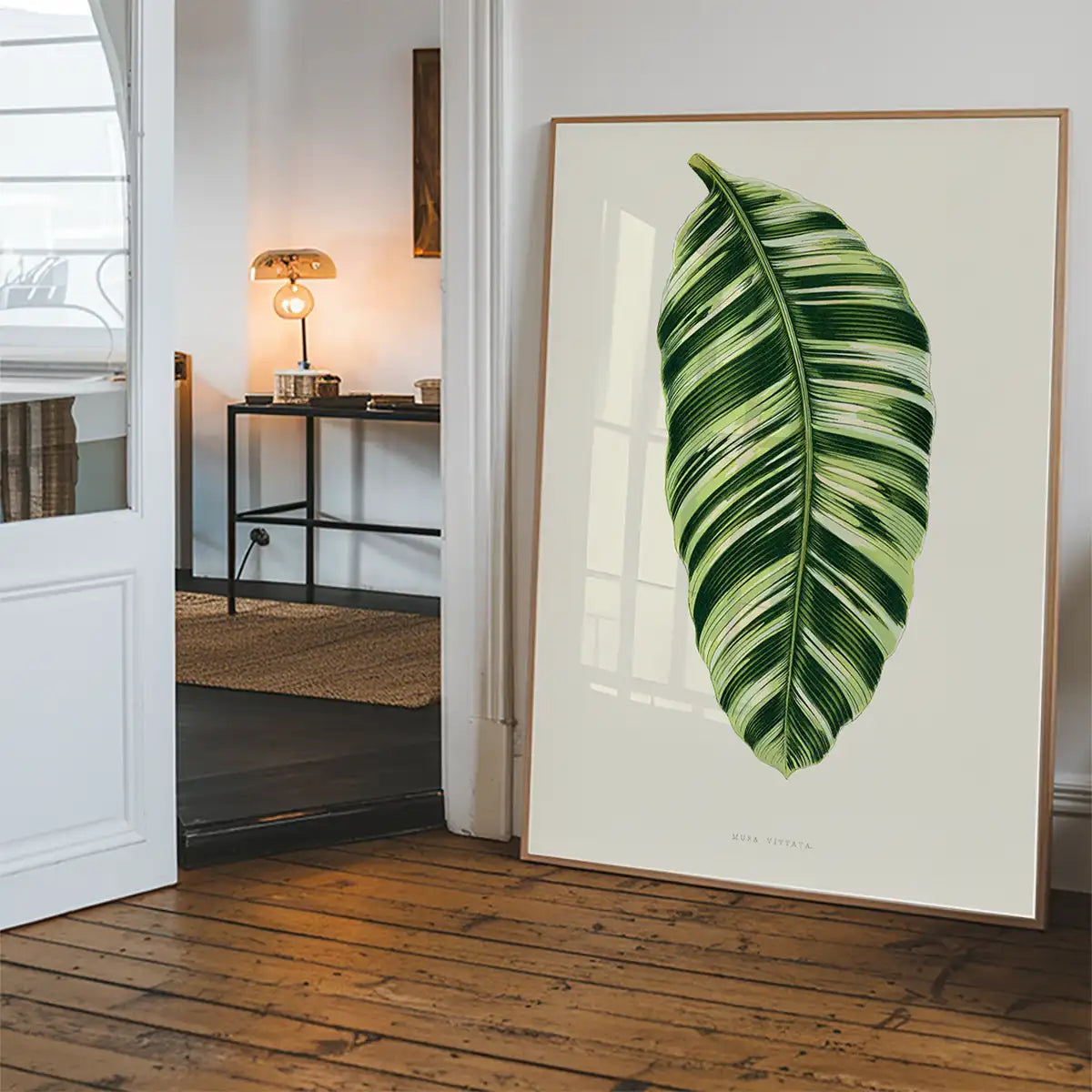 Green Musa Vittata leaf botanical illustration print
