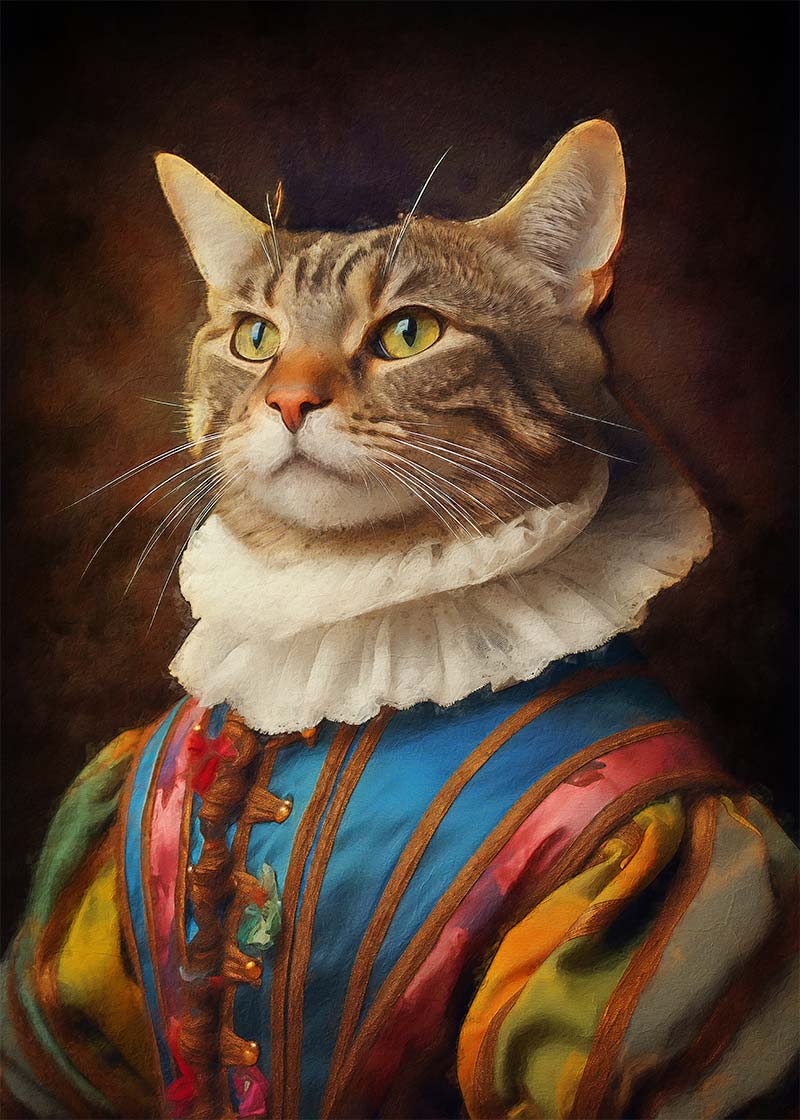 Rainbow Cat Animal Portrait Print 21x30cm Matte Clearance Print