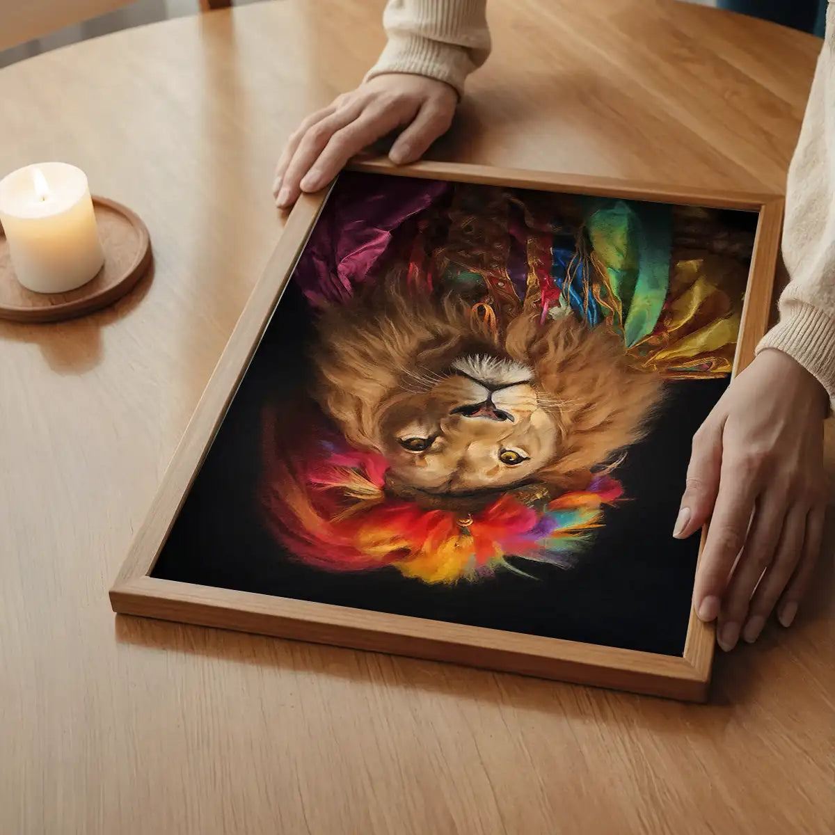Rainbow Lion Animal Portrait Print