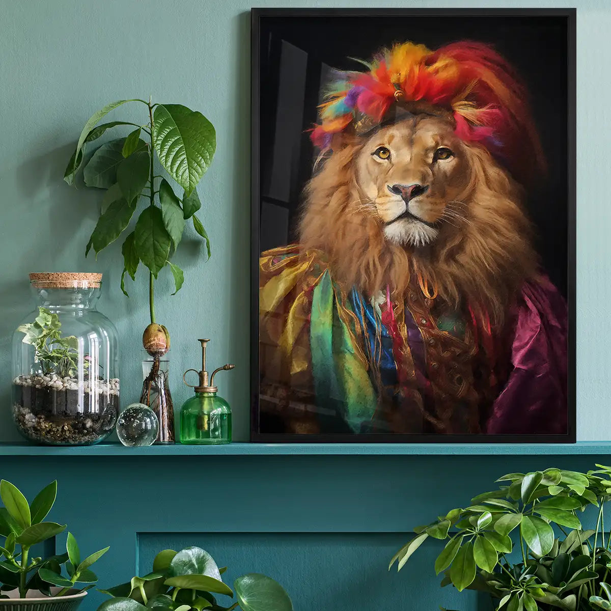 Rainbow Lion Animal Portrait Print