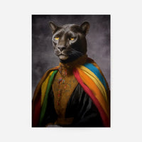 Rainbow Panther Animal Portrait Print