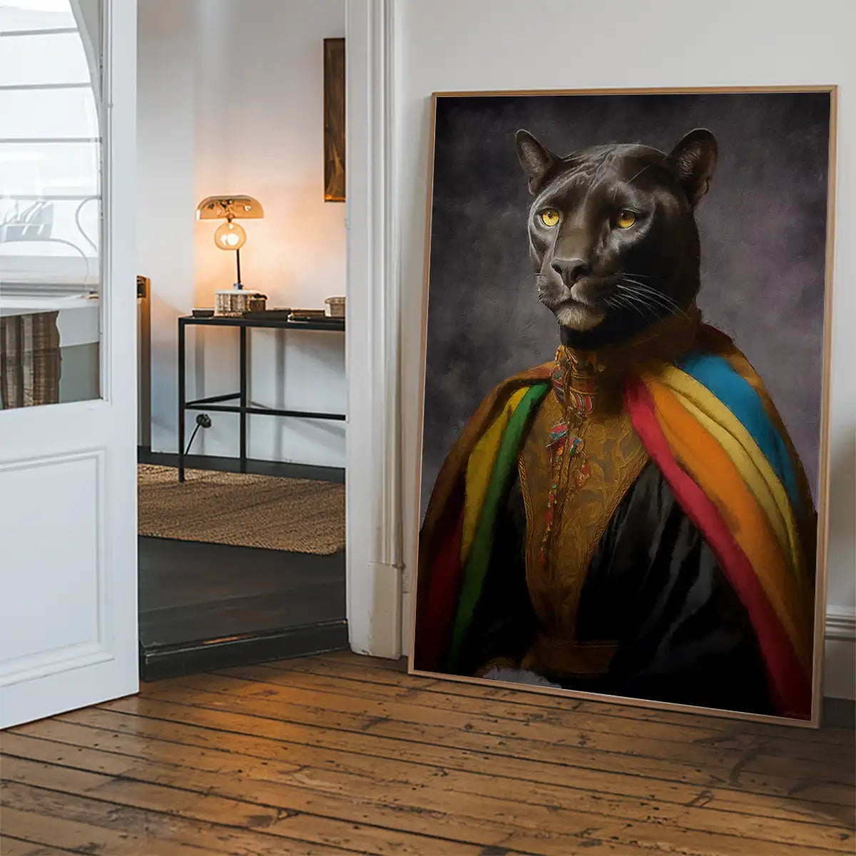 Rainbow Panther Animal Portrait Print