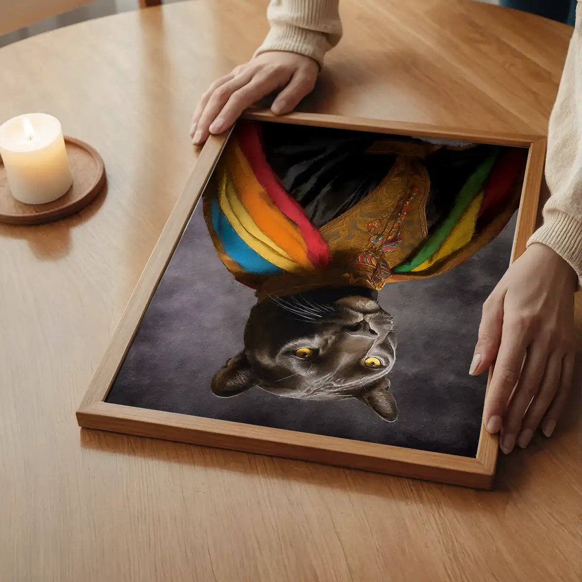 Rainbow Panther Animal Portrait Print