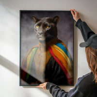 Rainbow Panther Animal Portrait Print