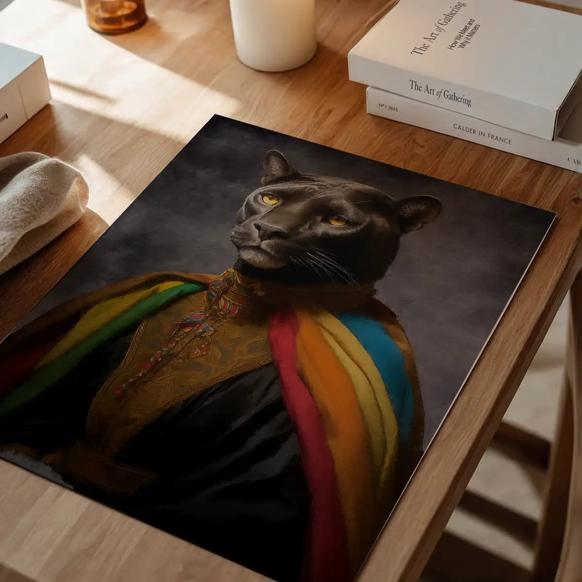 Rainbow Panther Animal Portrait Print