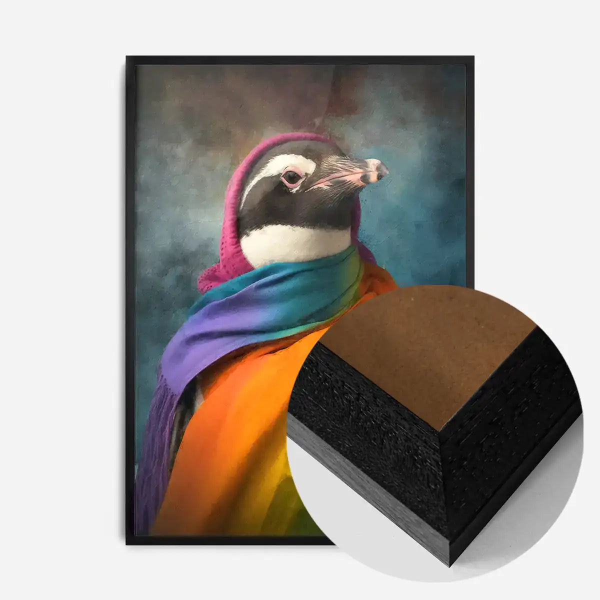 Rainbow Penguin Animal Portrait Print