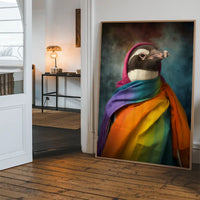 Rainbow Penguin Animal Portrait Print
