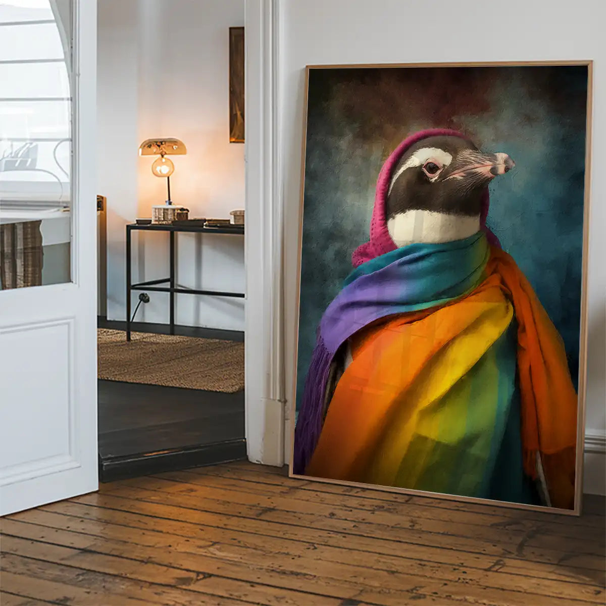 Rainbow Penguin Animal Portrait Print