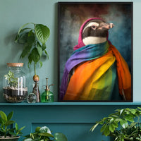 Rainbow Penguin Animal Portrait Print