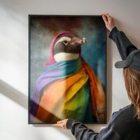 Rainbow Penguin Animal Portrait Print