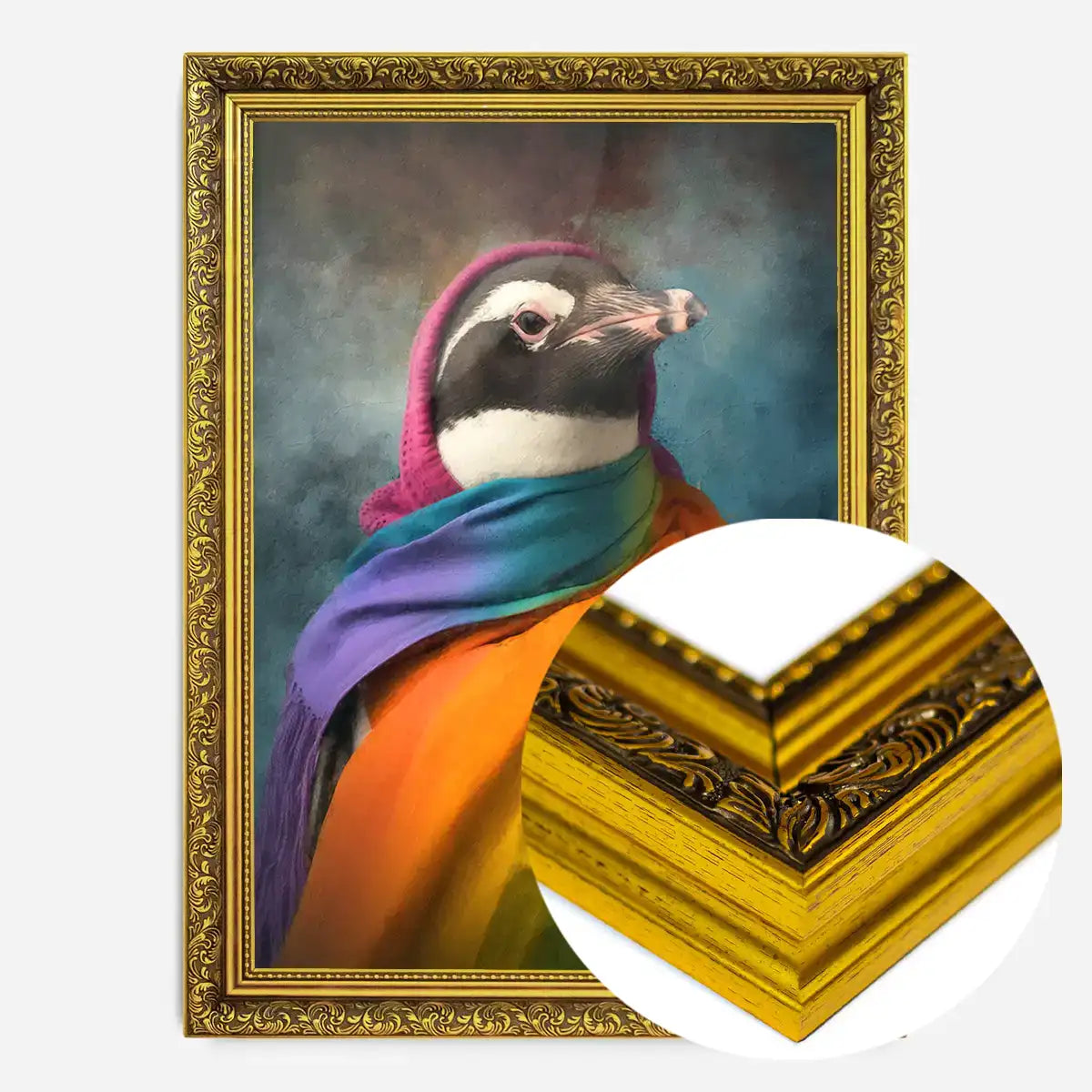 Rainbow Penguin Animal Portrait Print