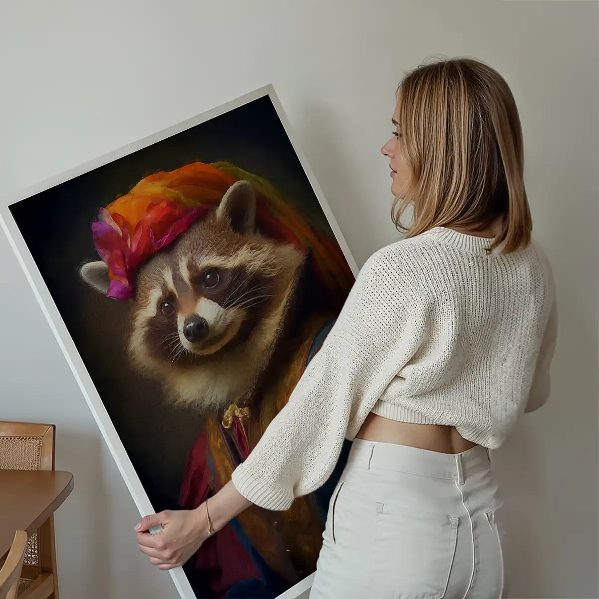 Rainbow Racoon Animal Portrait Print