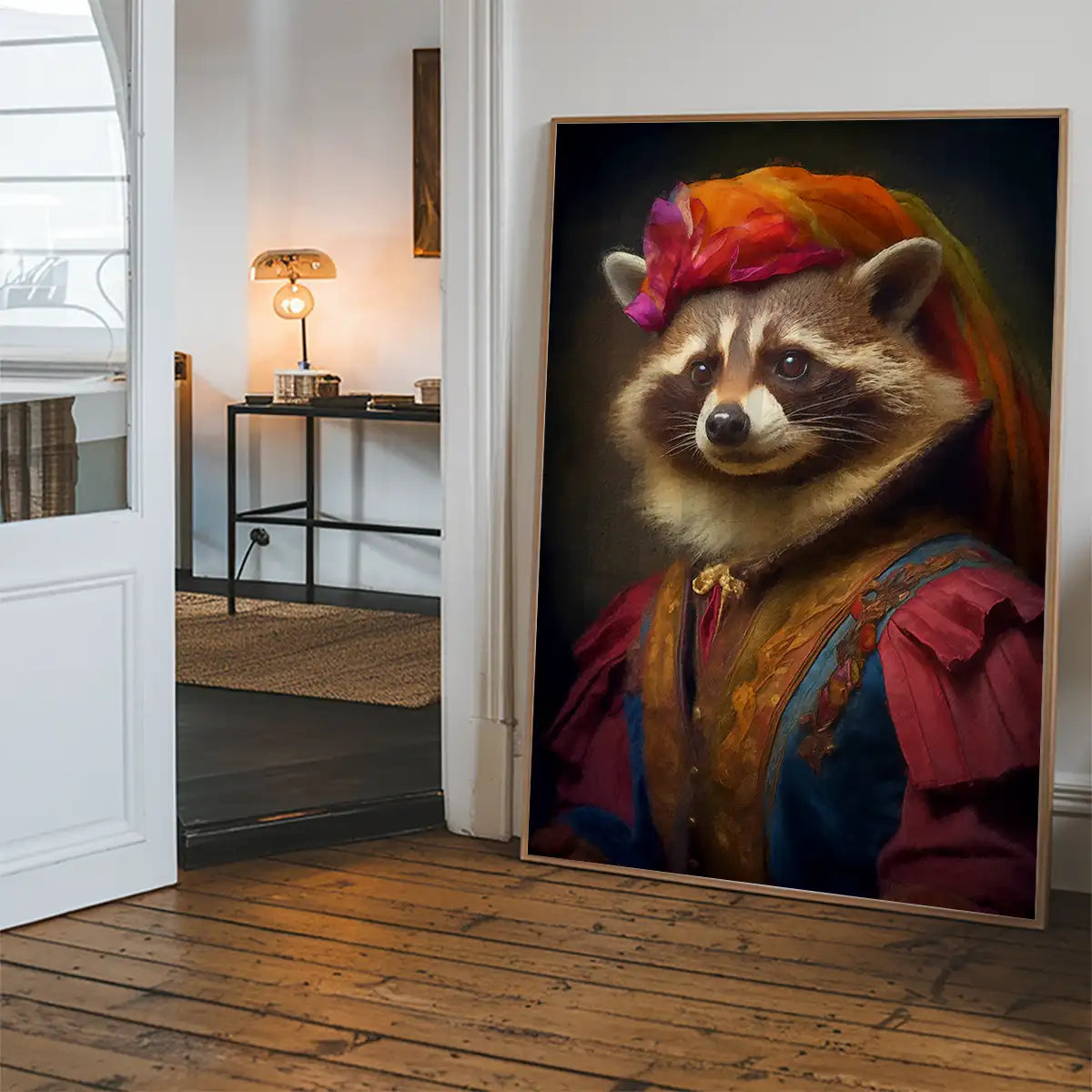 Rainbow Racoon Animal Portrait Print