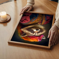 Rainbow Racoon Animal Portrait Print