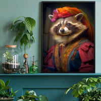 Rainbow Racoon Animal Portrait Print