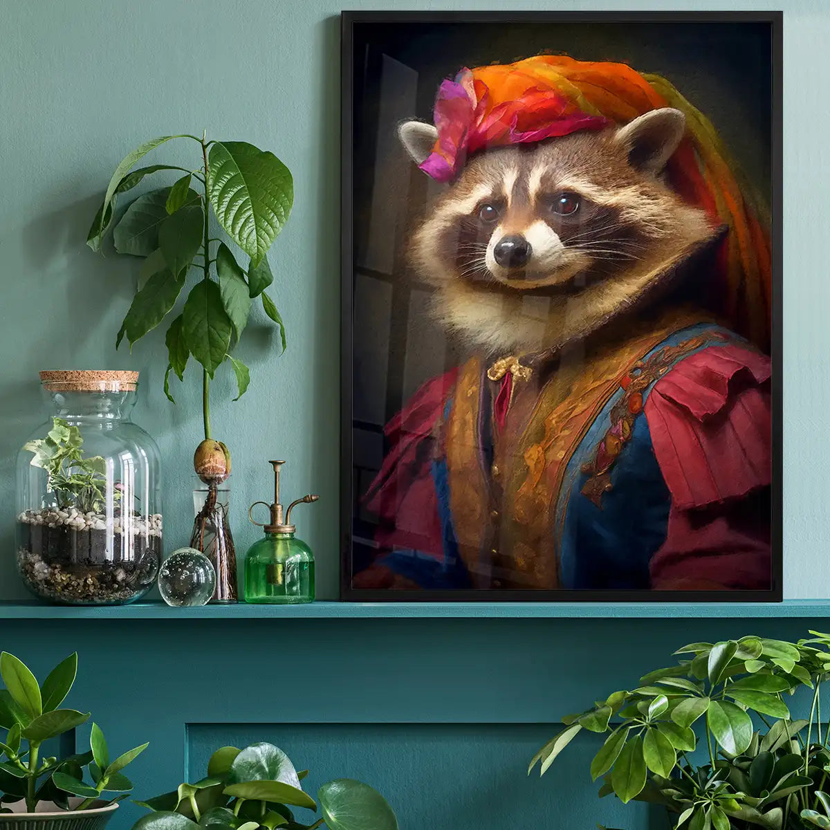 Rainbow Racoon Animal Portrait Print