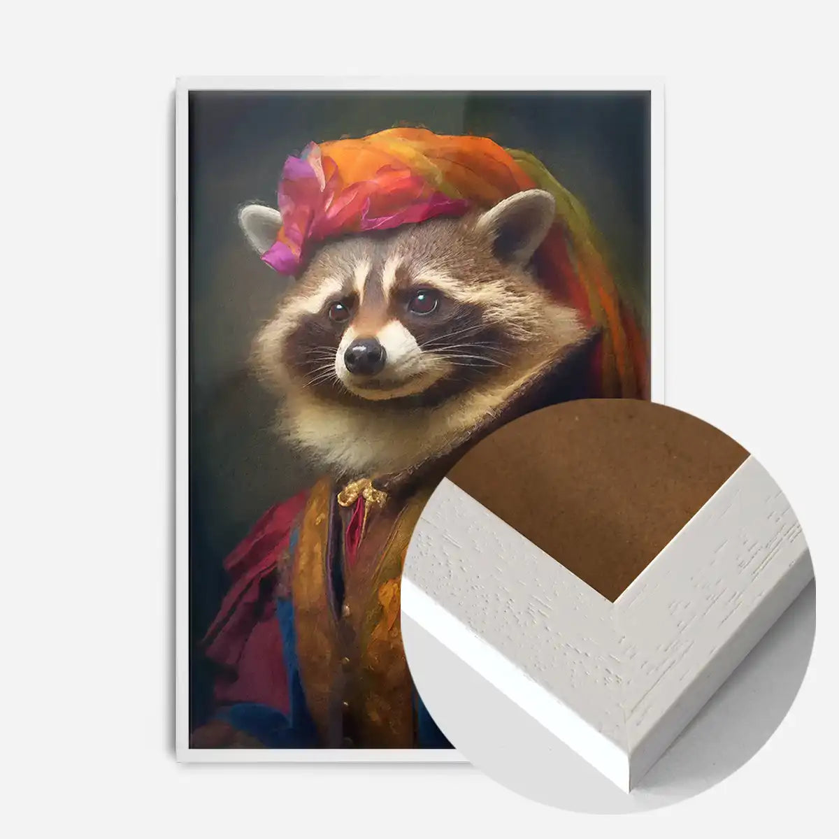 Rainbow Racoon Animal Portrait Print