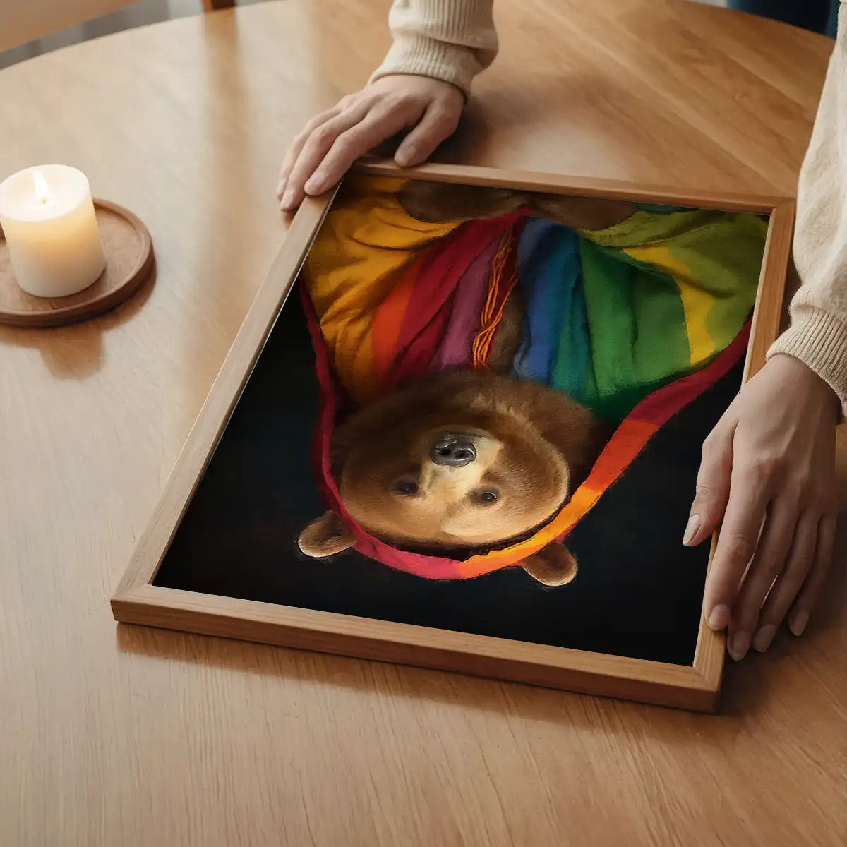 Rainbow Bear Animal Portrait Print