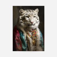 Rainbow Snow Leopard Animal Portrait Print