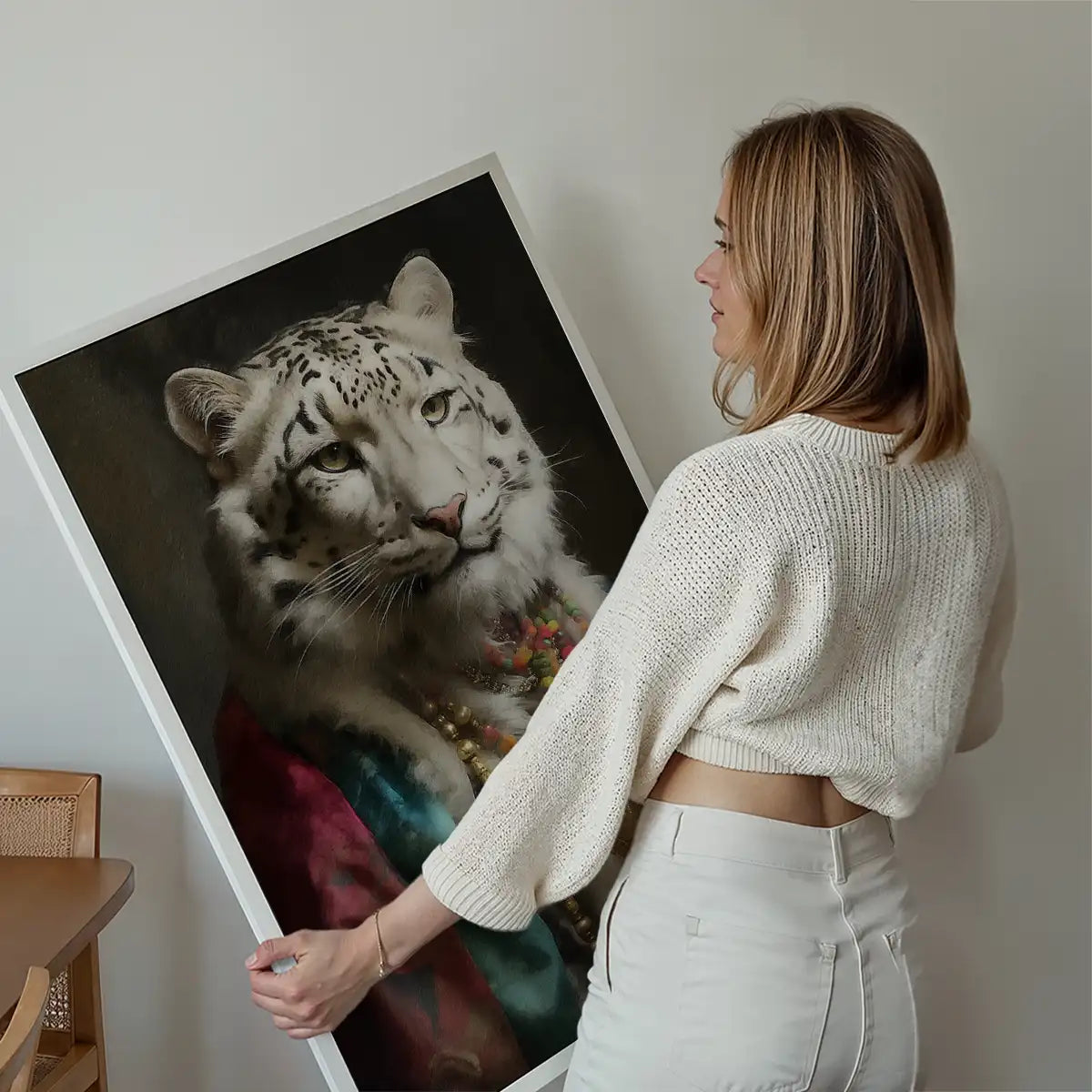 Rainbow Snow Leopard Animal Portrait Print