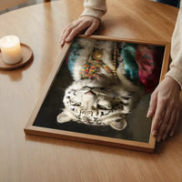 Rainbow Snow Leopard Animal Portrait Print
