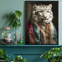 Rainbow Snow Leopard Animal Portrait Print