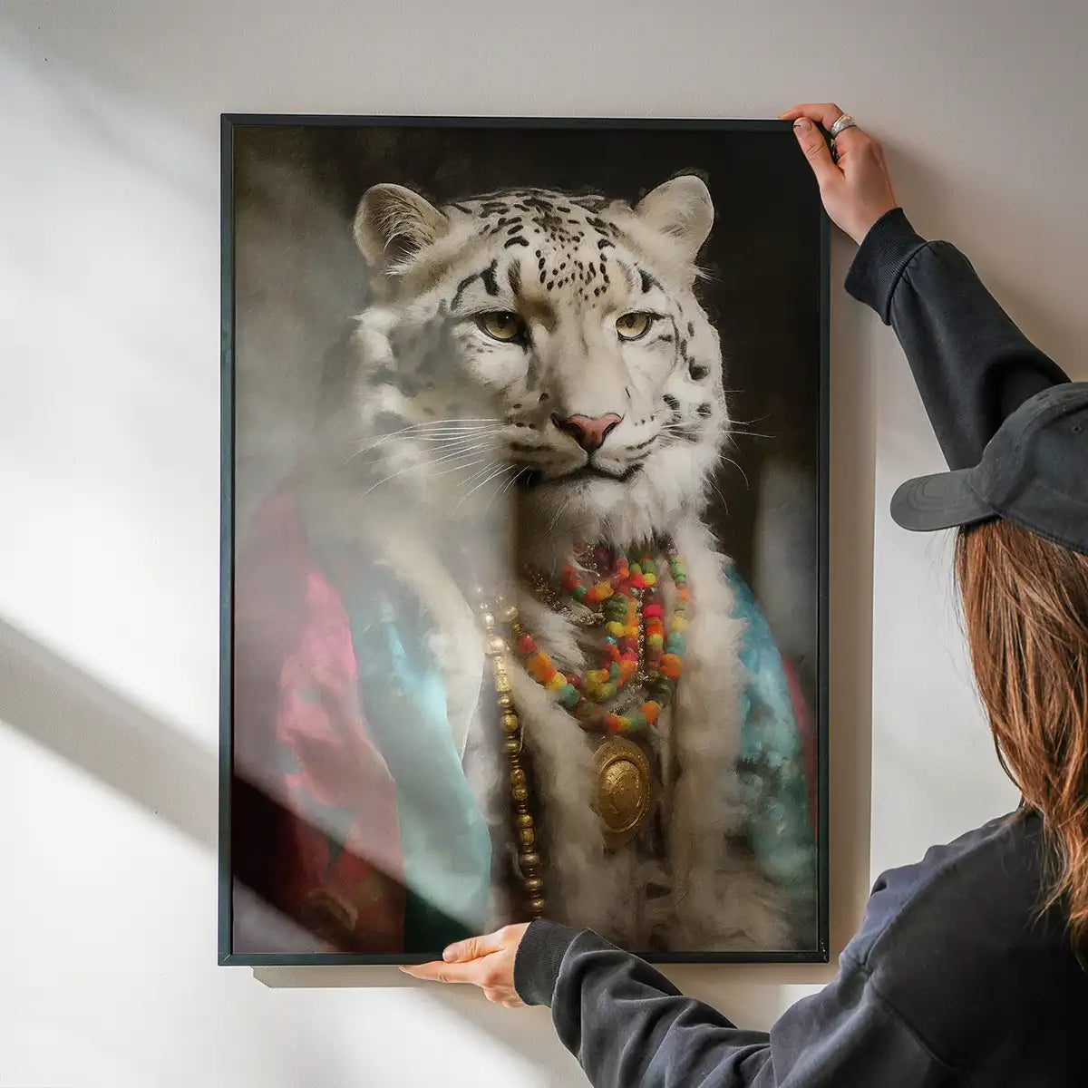 Rainbow Snow Leopard Animal Portrait Print