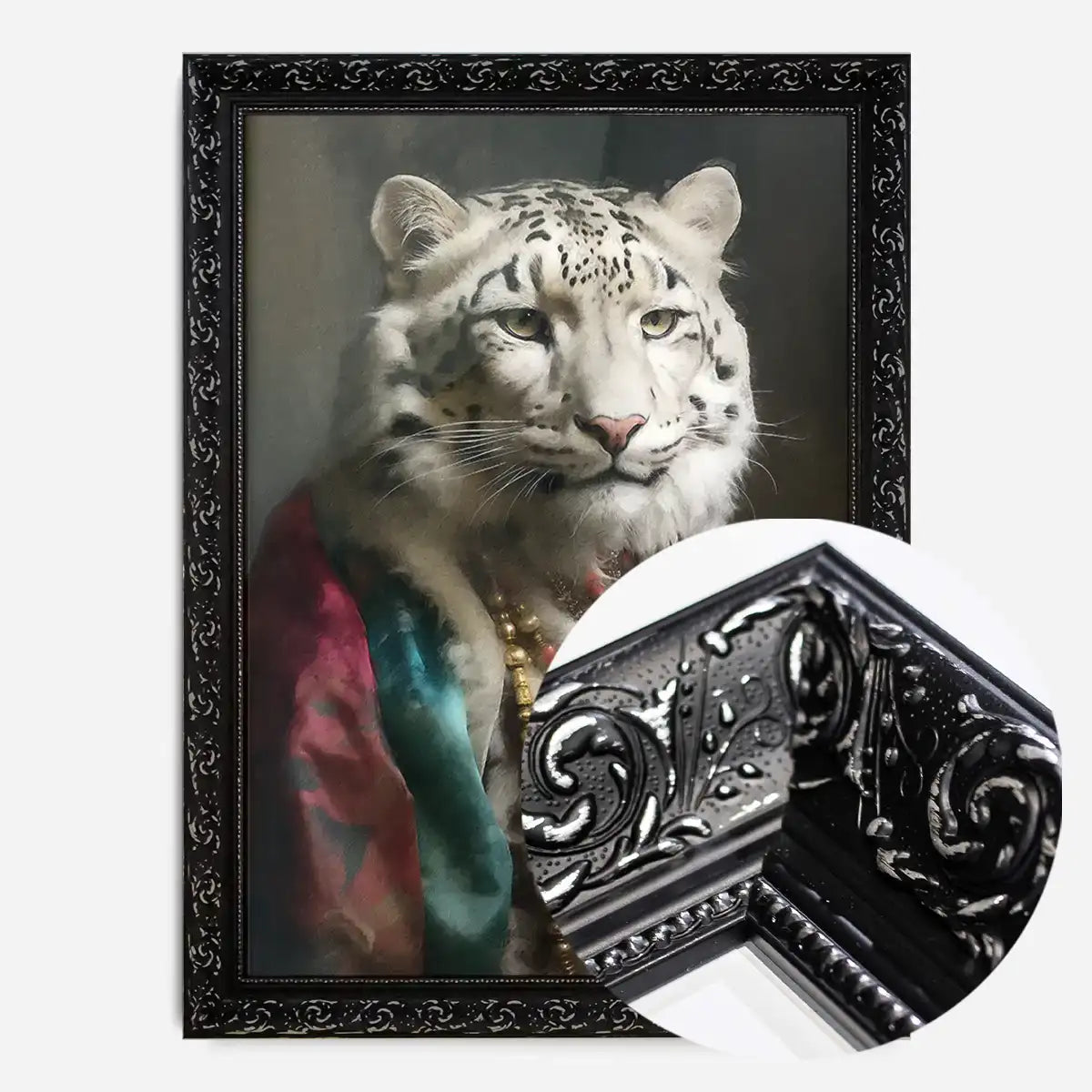 Rainbow Snow Leopard Animal Portrait Print
