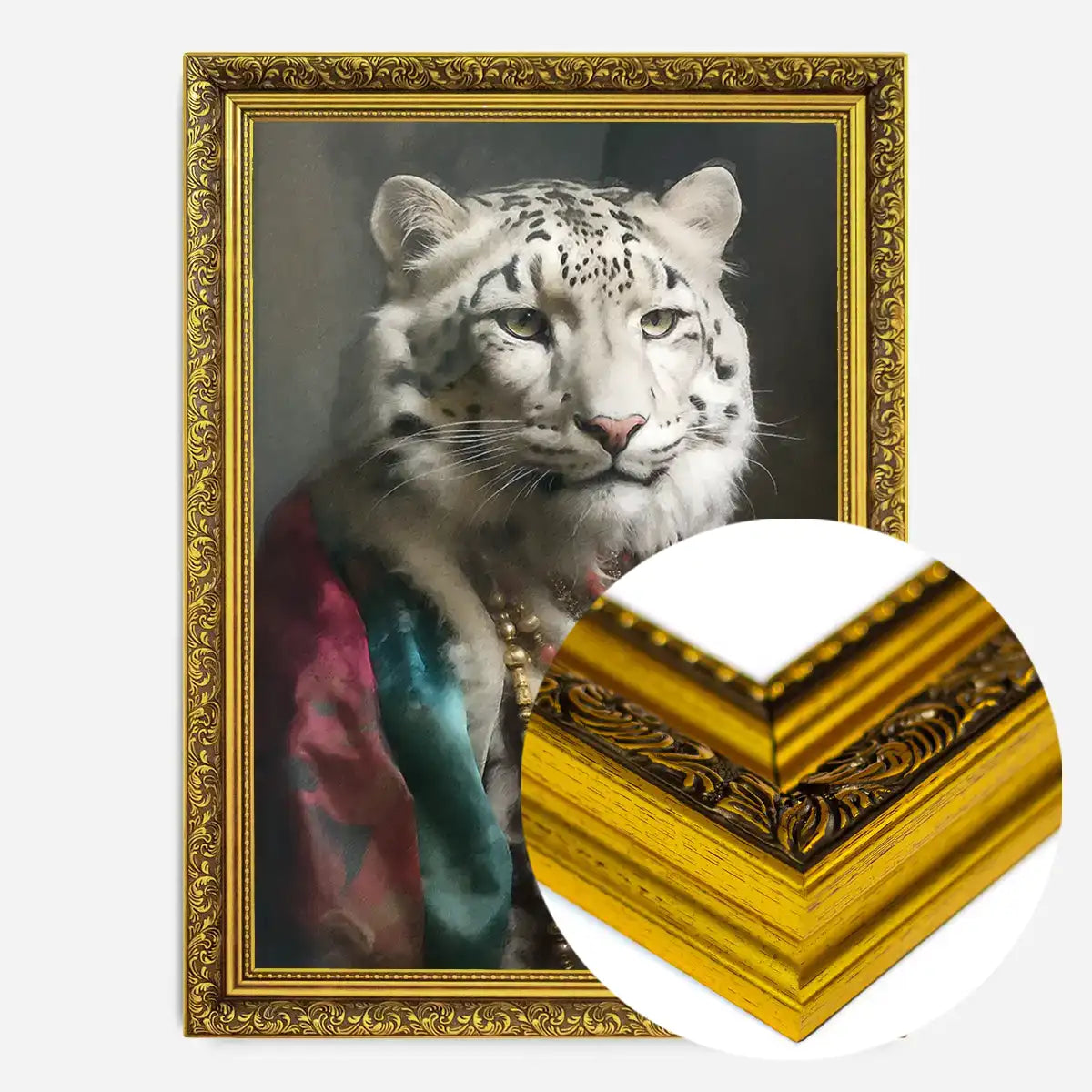 Rainbow Snow Leopard Animal Portrait Print