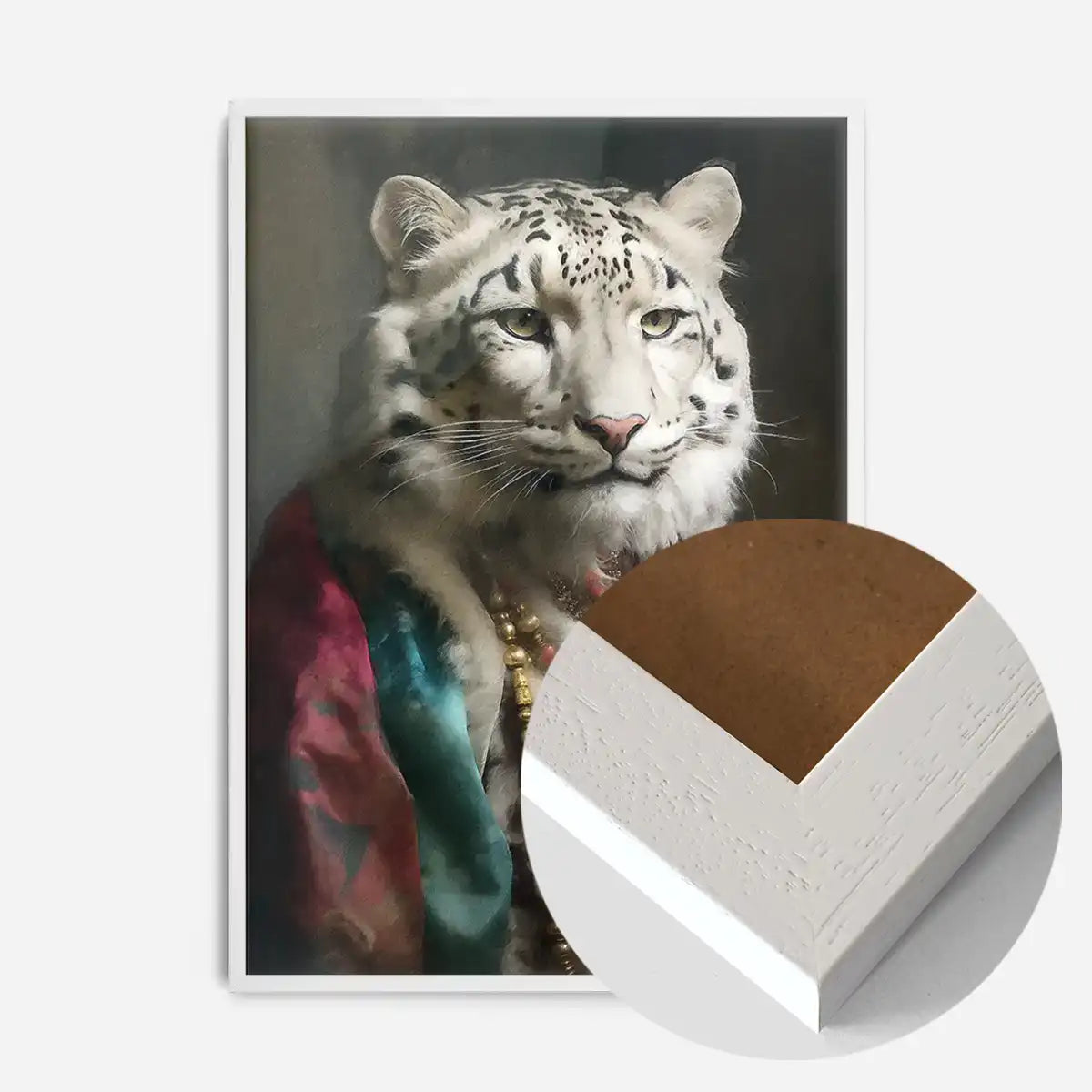 Rainbow Snow Leopard Animal Portrait Print