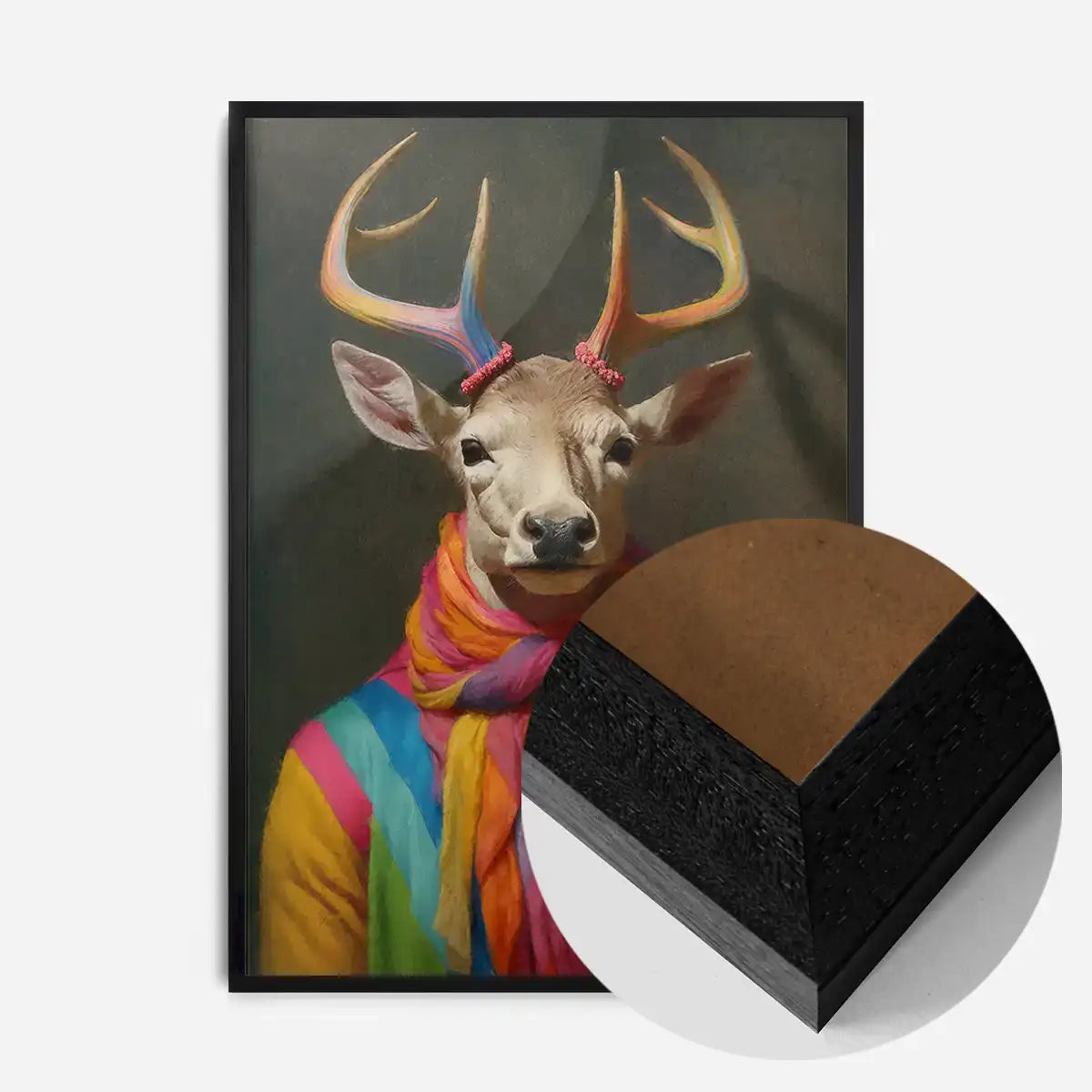 Rainbow Stag Animal Portrait Print