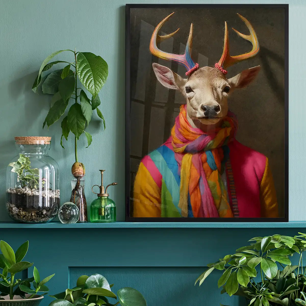 Rainbow Stag Animal Portrait Print