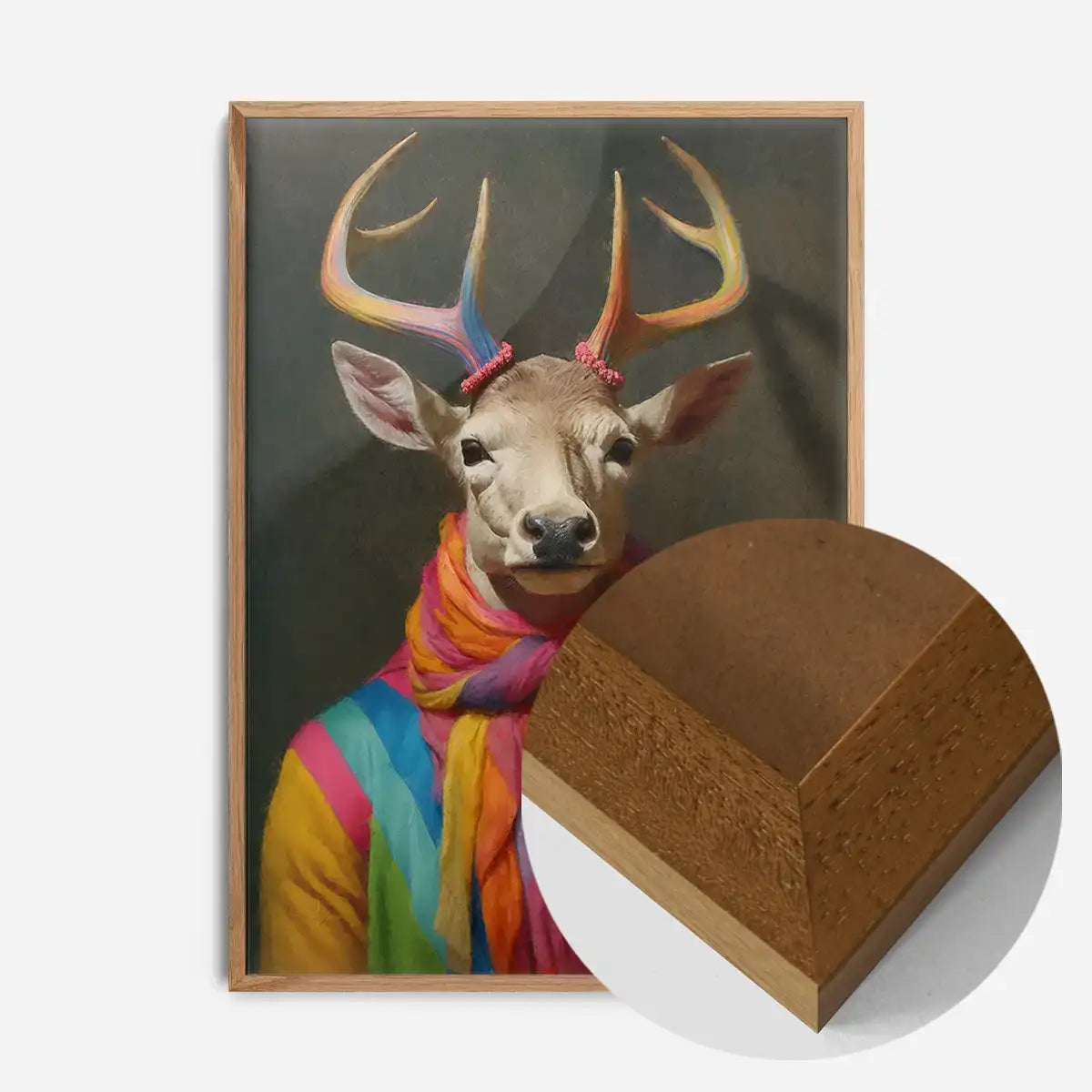 Rainbow Stag Animal Portrait Print