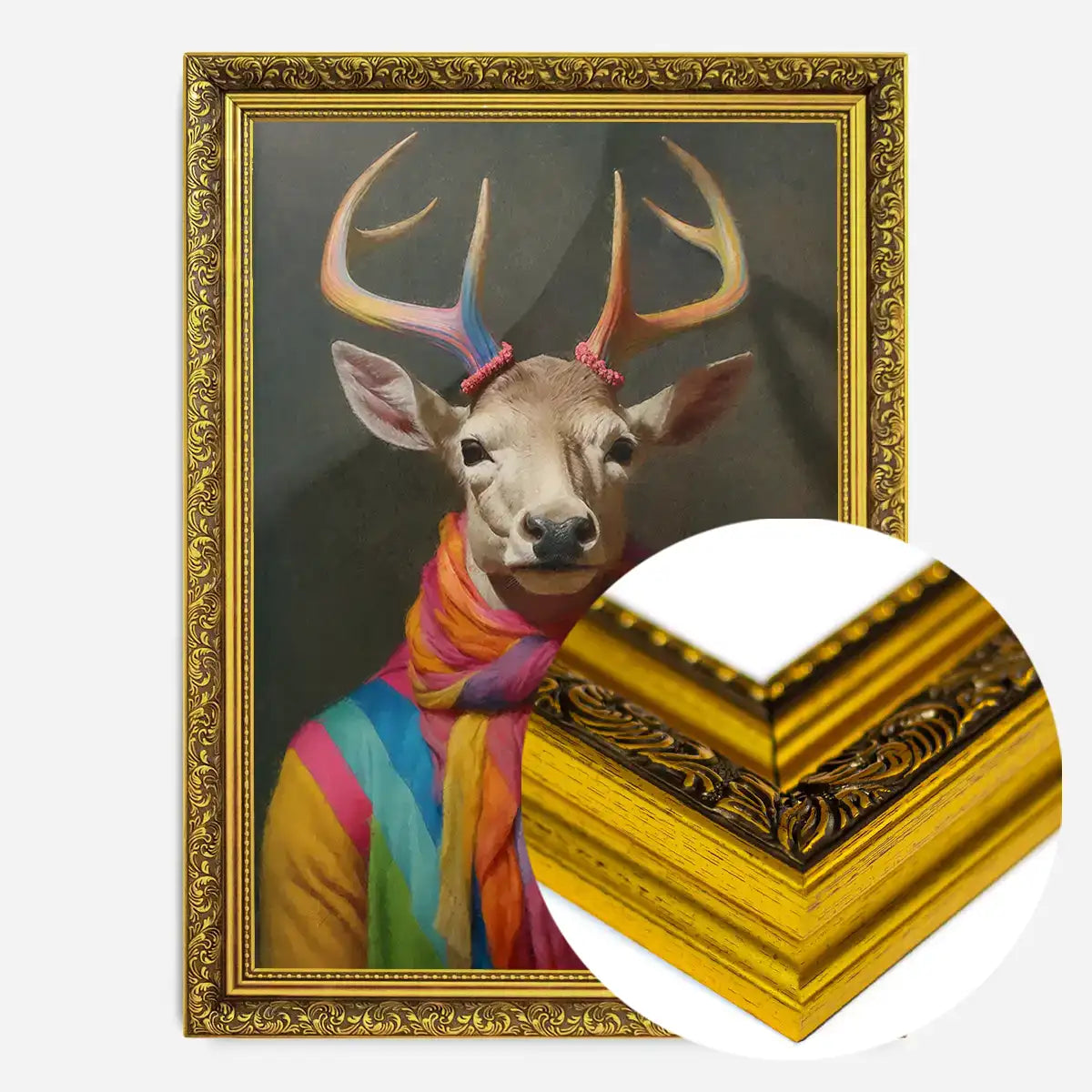 Rainbow Stag Animal Portrait Print