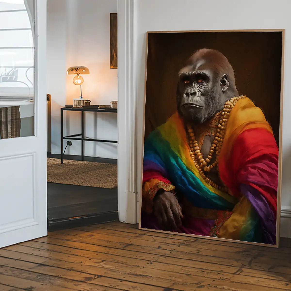 Rainbow Gorilla Animal Portrait Print