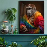 Rainbow Gorilla Animal Portrait Print