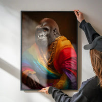 Rainbow Gorilla Animal Portrait Print