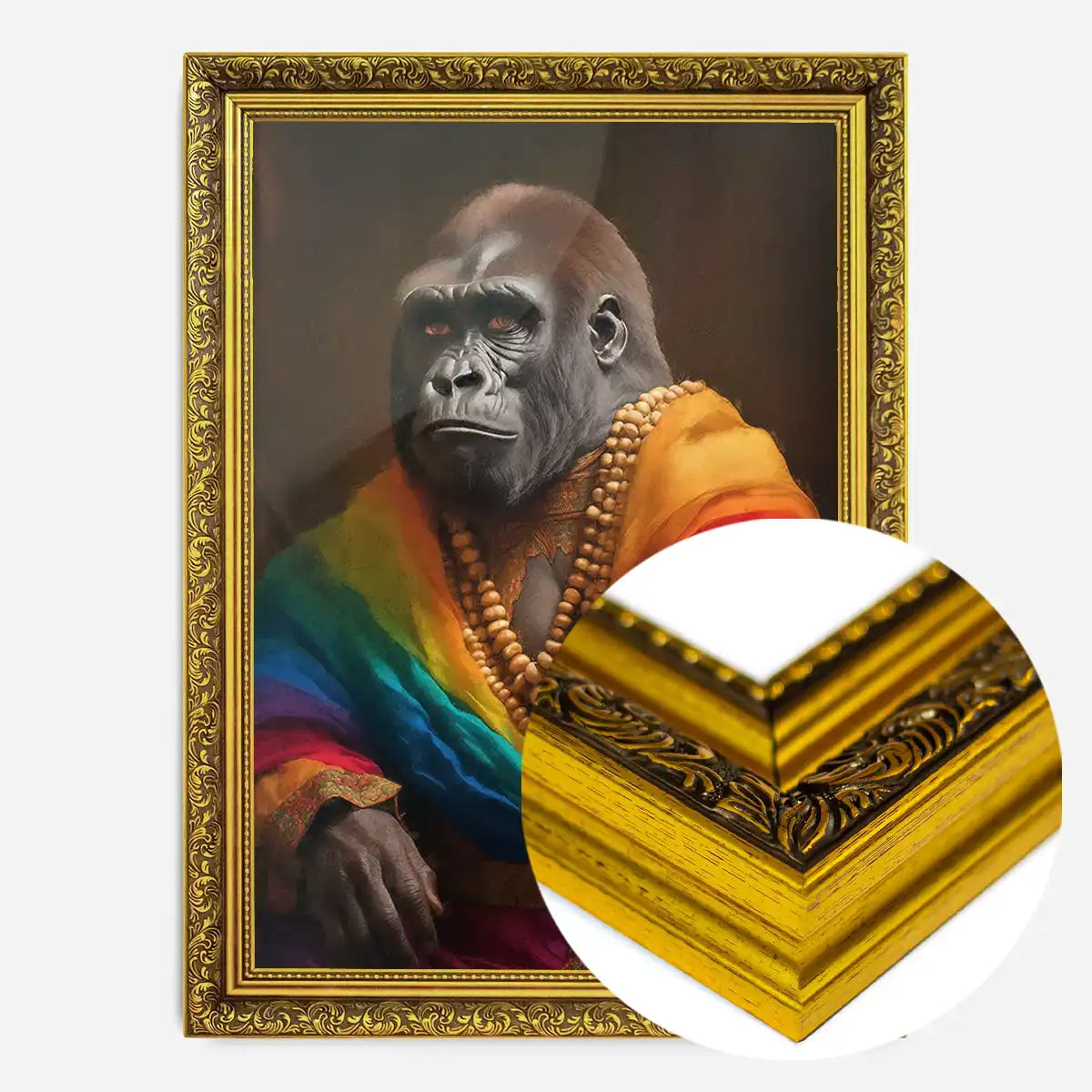 Rainbow Gorilla Animal Portrait Print