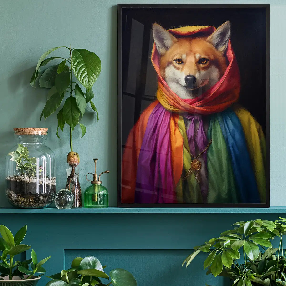 Rainbow Fox Animal Portrait Print