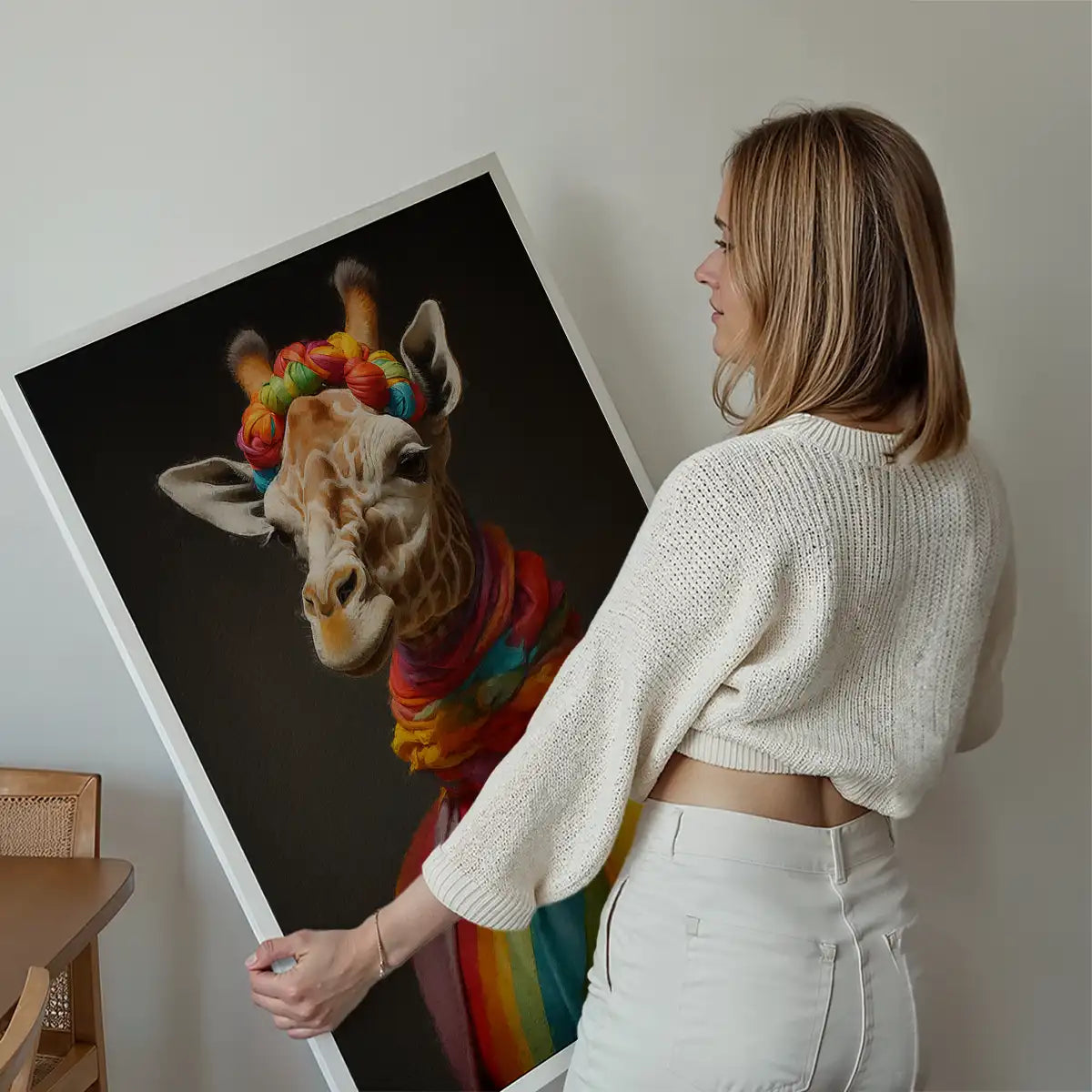 Rainbow Giraffe Animal Portrait Print