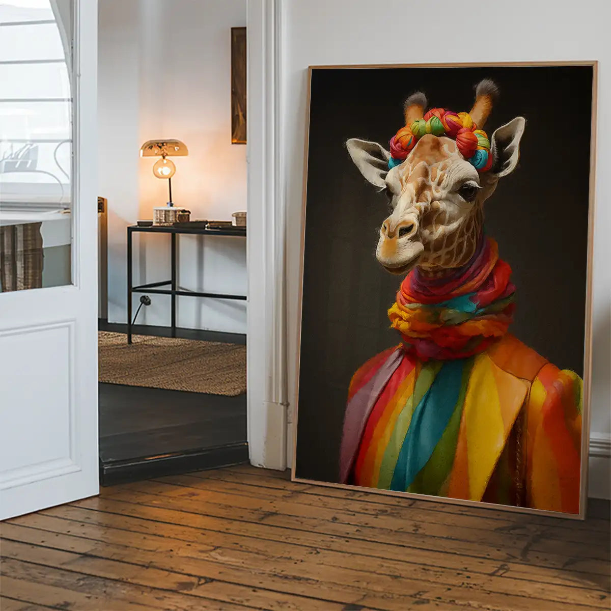 Rainbow Giraffe Animal Portrait Print