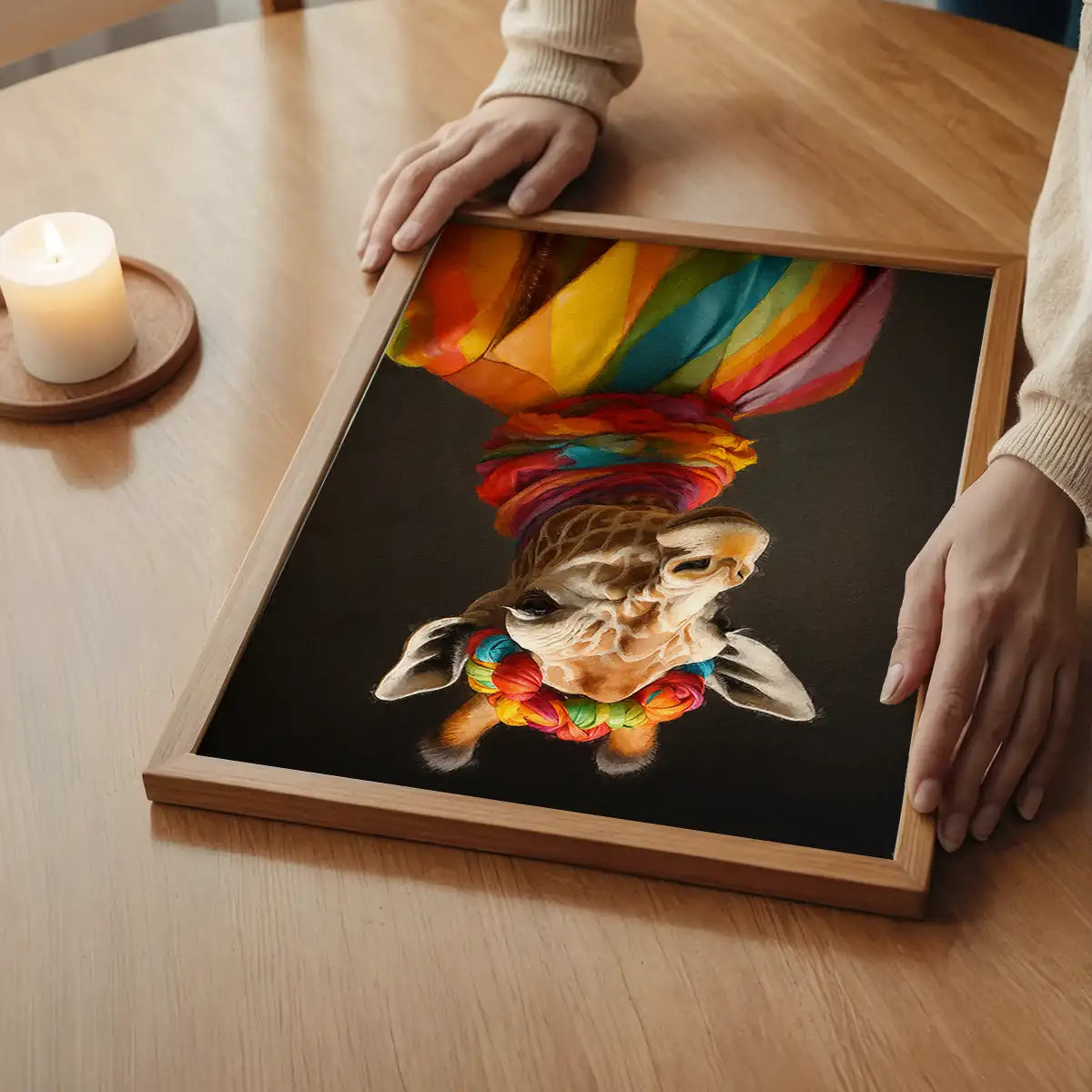 Rainbow Giraffe Animal Portrait Print