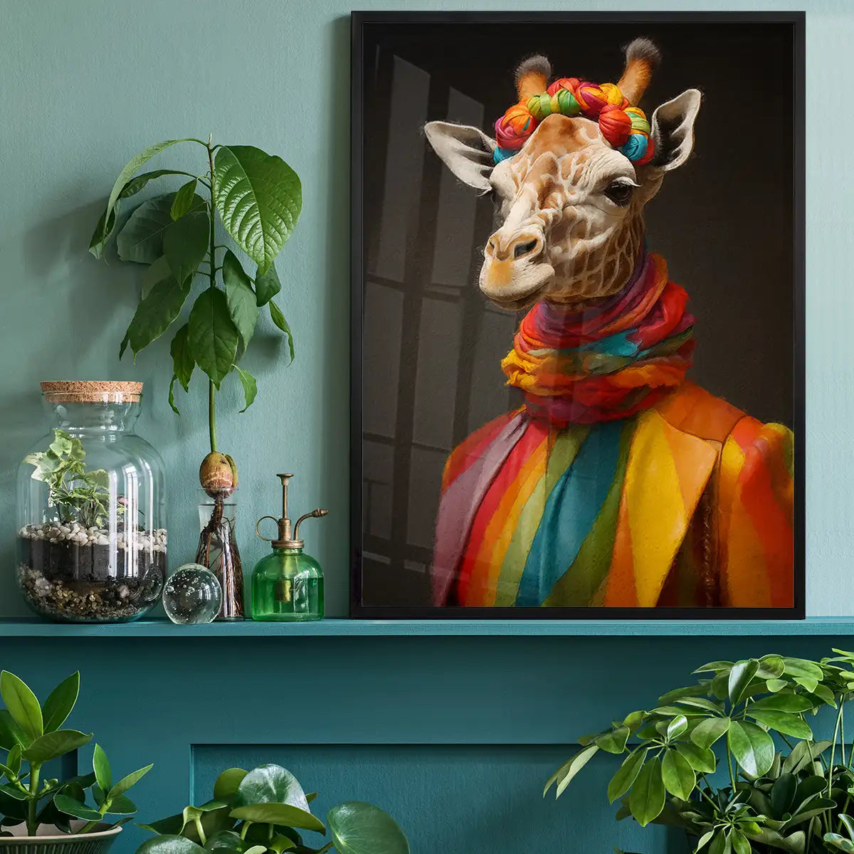Rainbow Giraffe Animal Portrait Print