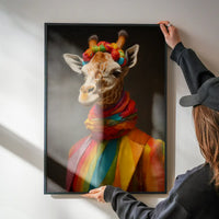 Rainbow Giraffe Animal Portrait Print