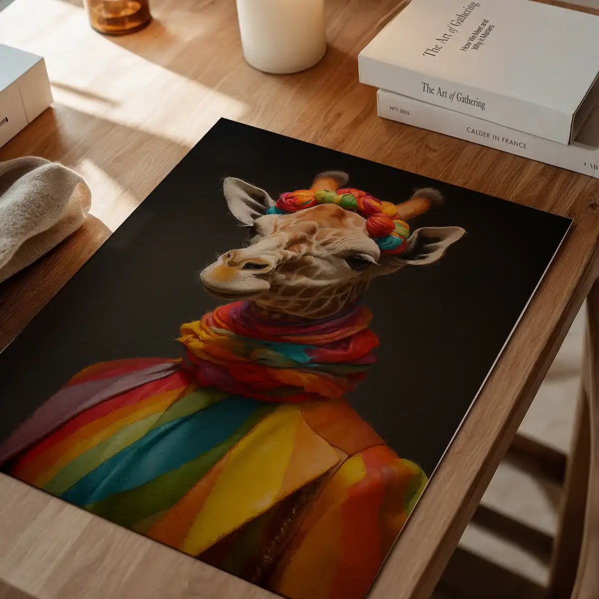 Rainbow Giraffe Animal Portrait Print