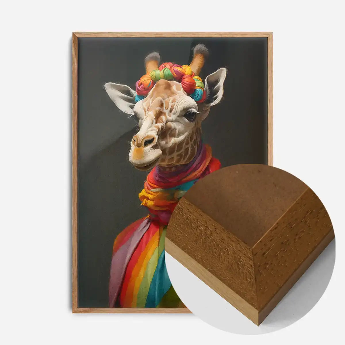 Rainbow Giraffe Animal Portrait Print