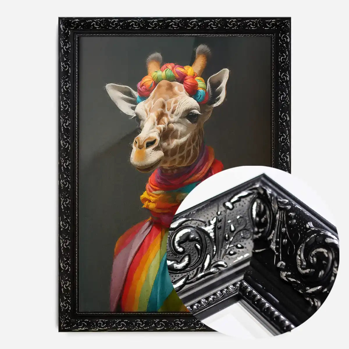 Rainbow Giraffe Animal Portrait Print