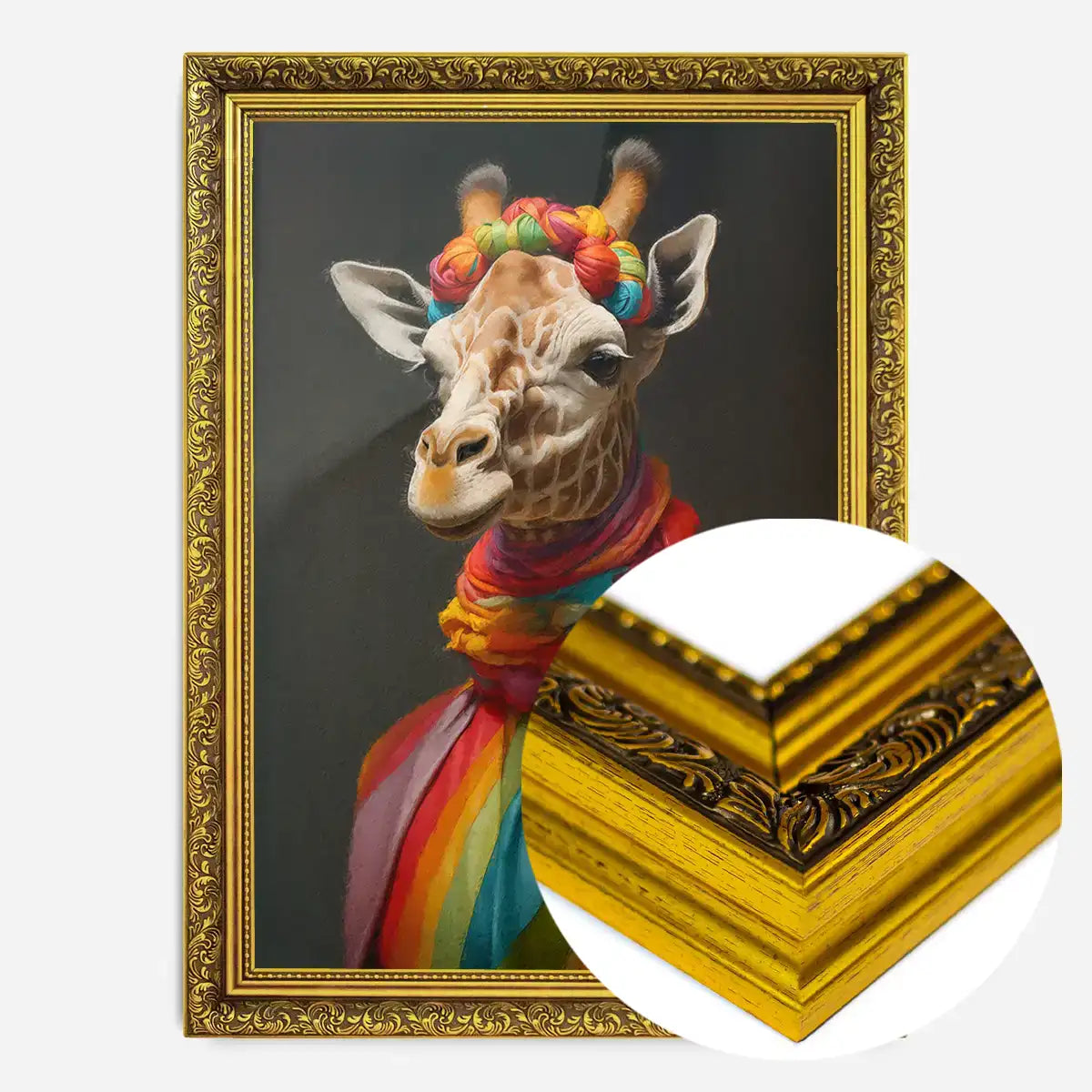 Rainbow Giraffe Animal Portrait Print